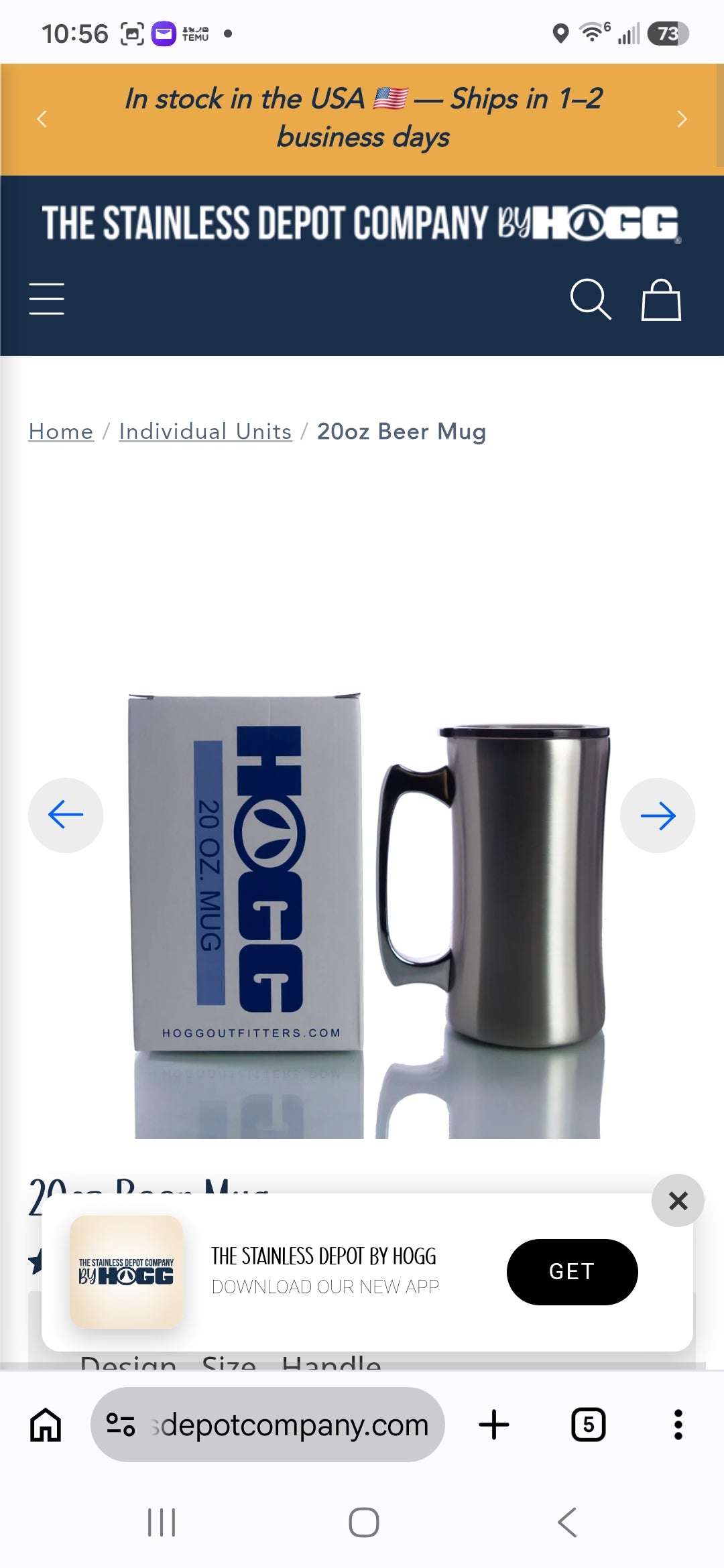 20oz beer mug