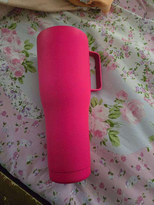 40oz tall boy with handle fluro pink