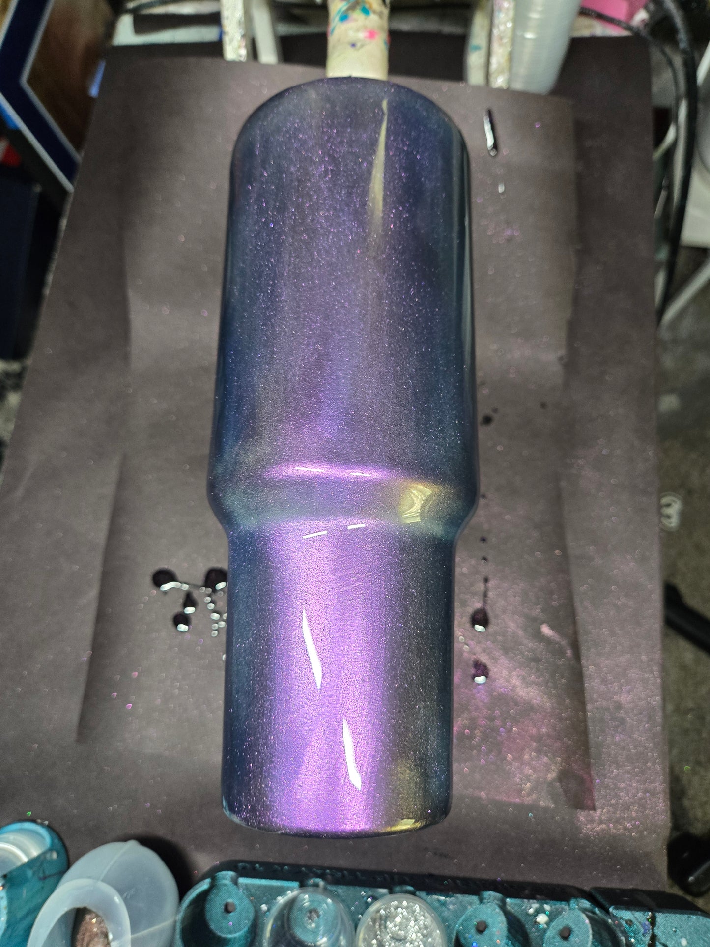 40oz traveler with handle purple chrome